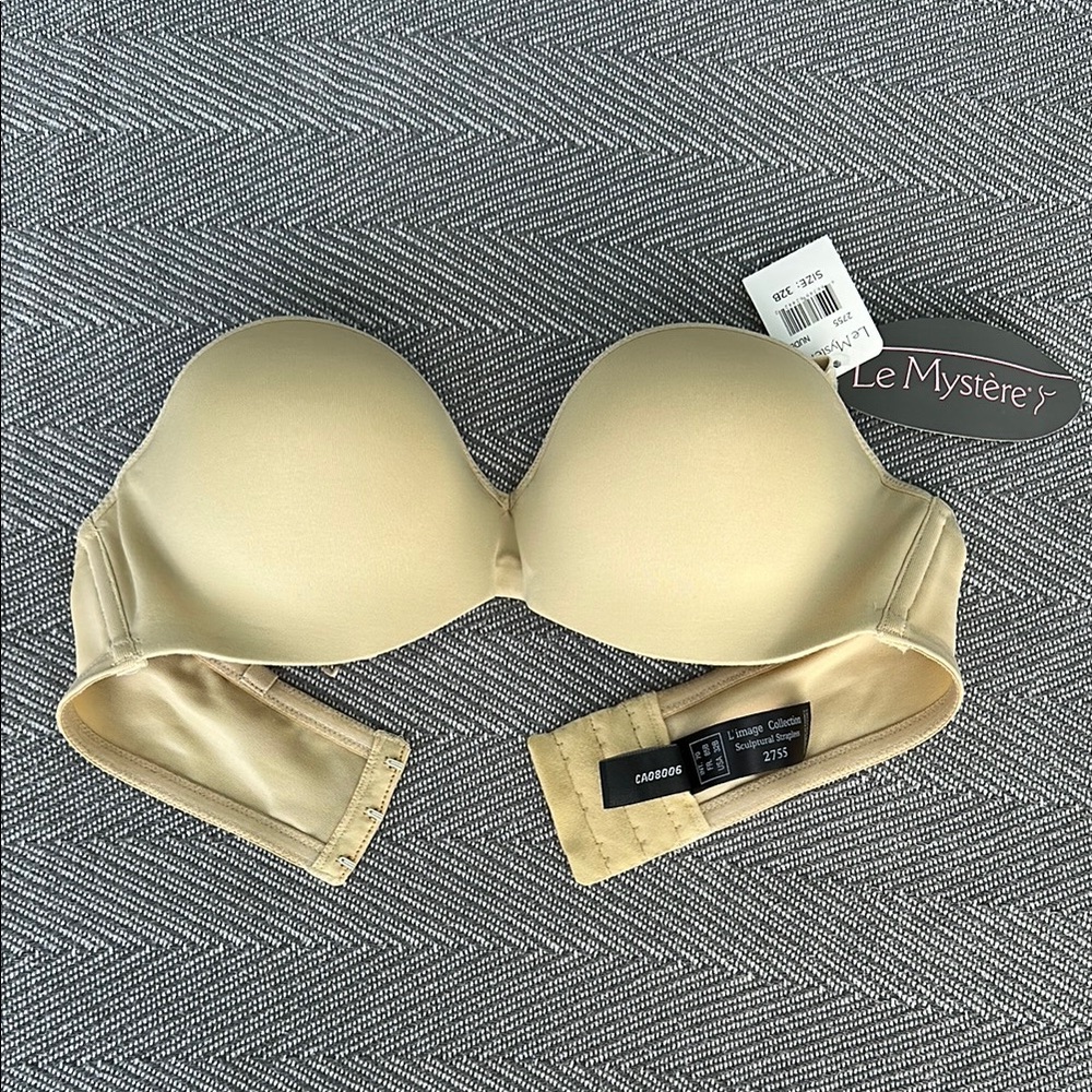 Le Mystere Nude Cream Strapless Convertible Bra with Molded Cups 32C NWT